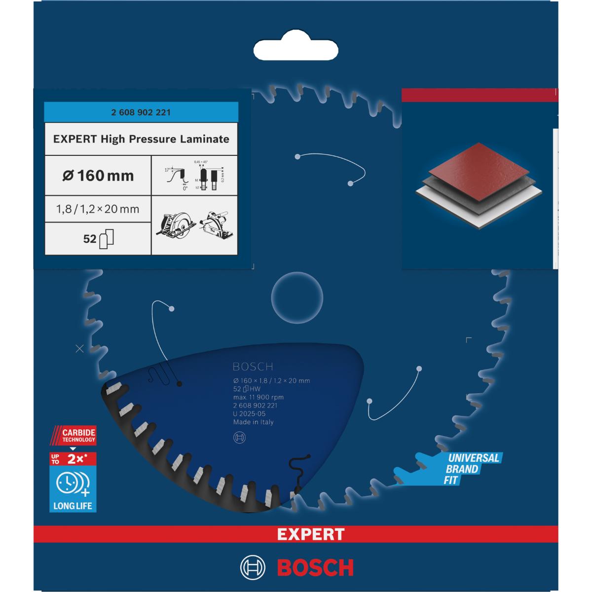 Bosch EXPERT High Pressure Laminate Kreissägeblatt, 160x20 mm, Z52