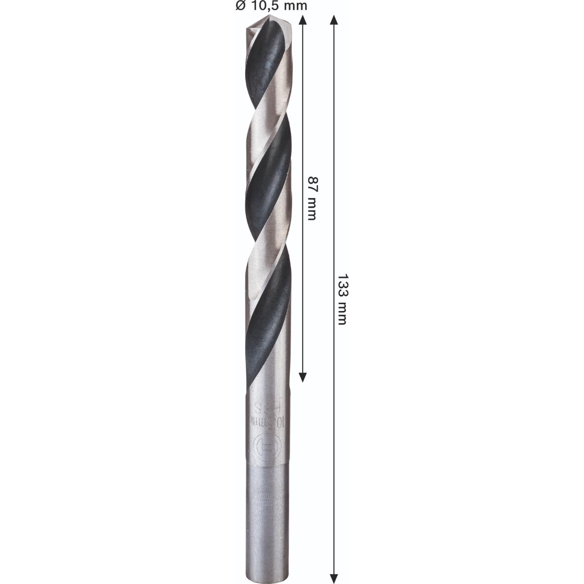 Bosch Metal HSS Spiralbohrer, 10,5 x 87 x 133 mm, CYL Reduzierter Schaft