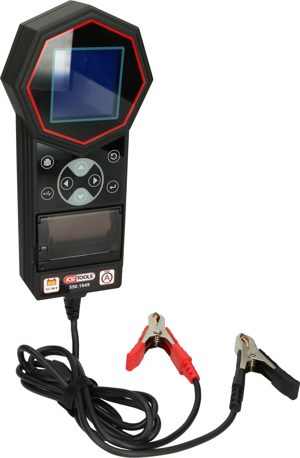 KS Tools 12V - 24V Digital-Batterie- und Ladesystemtester mit integriertem Drucker