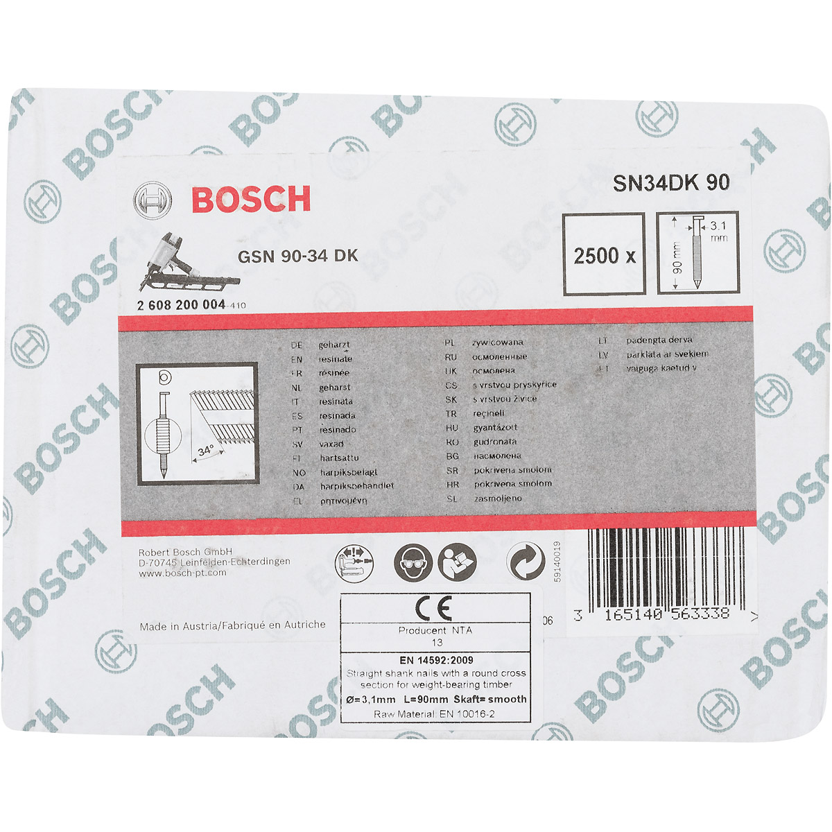 Bosch D-Kopf Streifennagel, blank, glatt