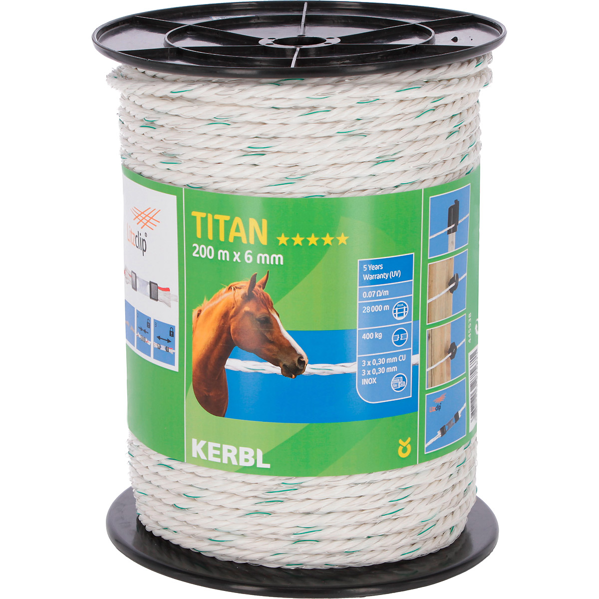 Kerbl TITAN Elektroseil 200m,6mm, 3x Cu 0,30 + 3x Ni 0,30