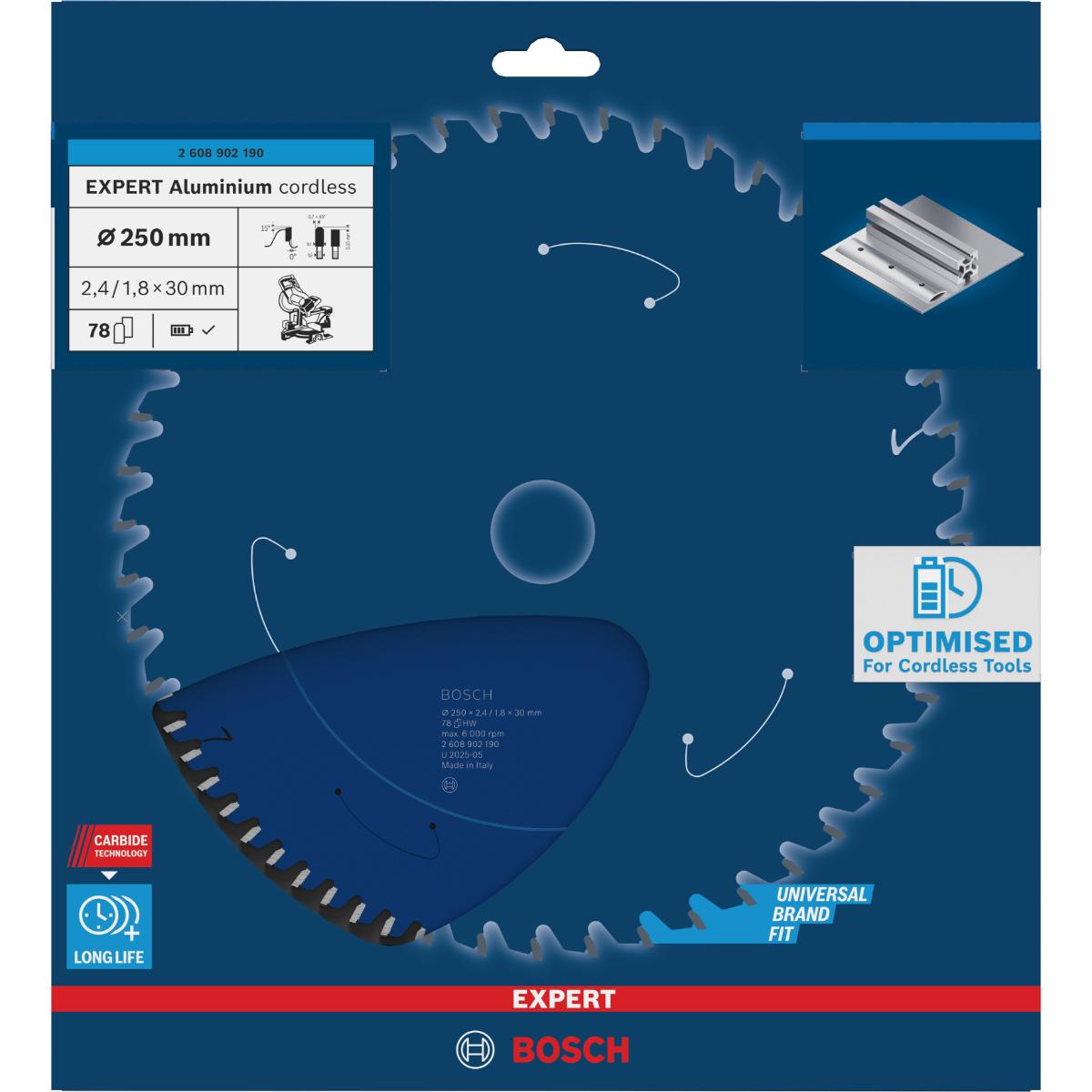 Bosch EXPERT Aluminium Kreissägeblatt, 250x30 mm, Z78
