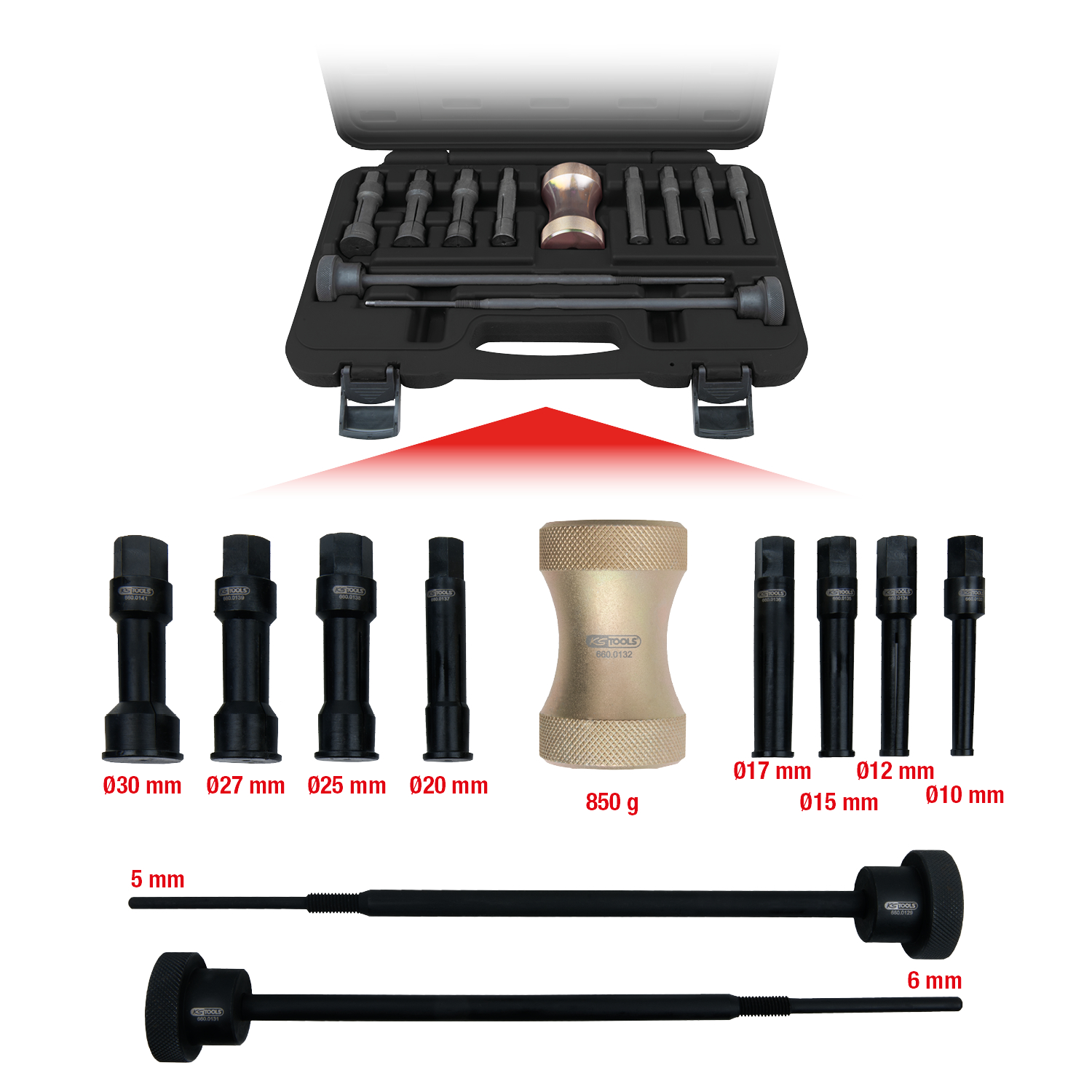 KS Tools Präzisions-Innenlager-Auszieher-Satz Ø 10 - 30 mm, 11-tlg 