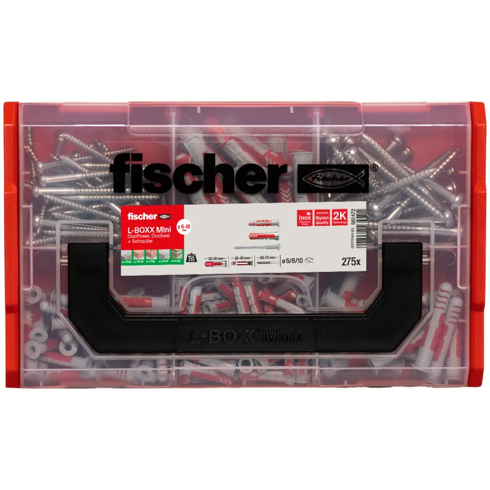 Fischer Dübelsortiment L-Boxx mini DuoPower und DuoSeal + Schraube (275 Teile)