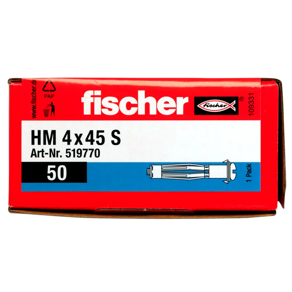 Fischer Hohlraum-Metalldübel HM 4x45 S mit Schraube