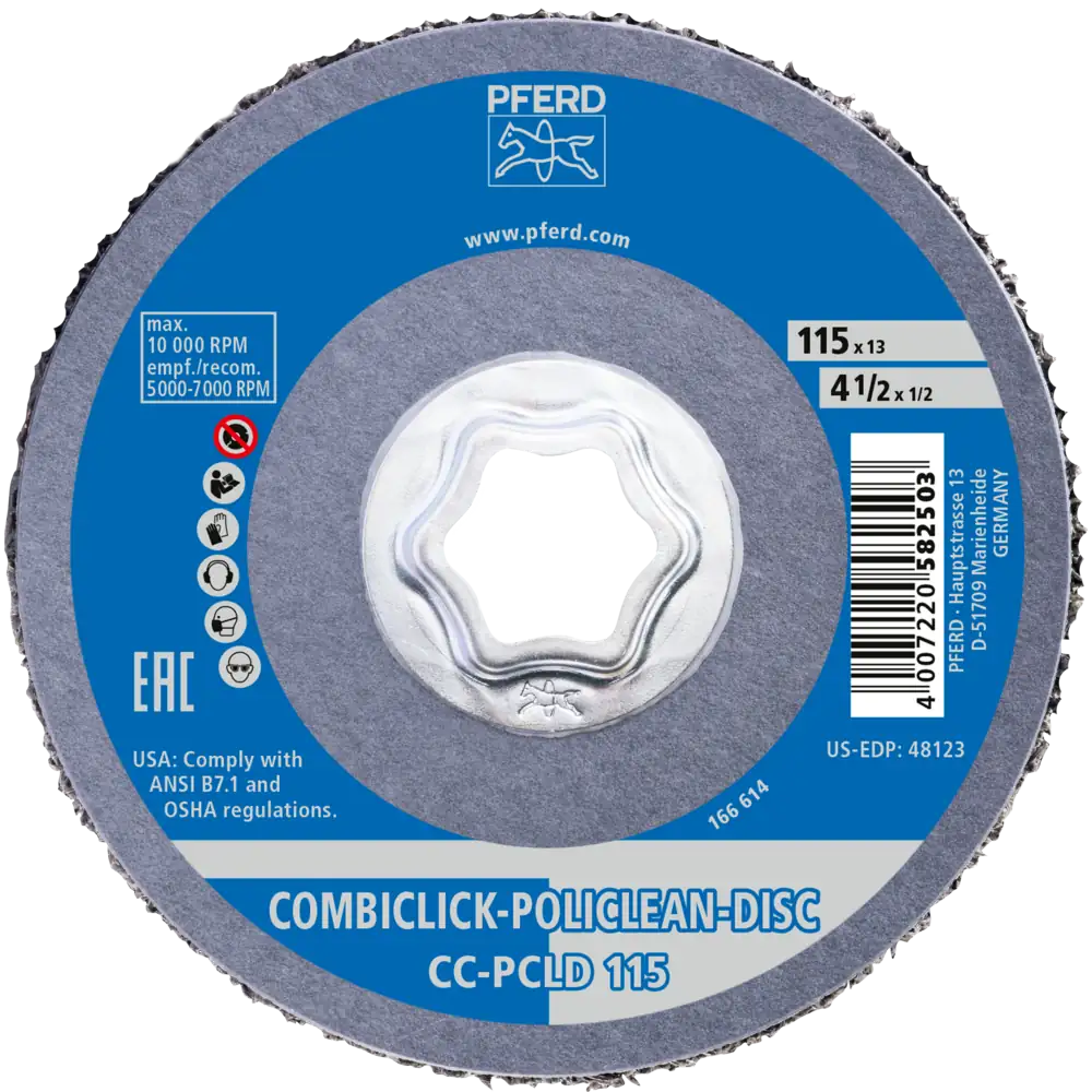 PFERD TOOLS COMBICLICK POLICLEAN PCLD Reinigungsvlies Ø 115x13 mm für grobe Reinigungsarbeiten