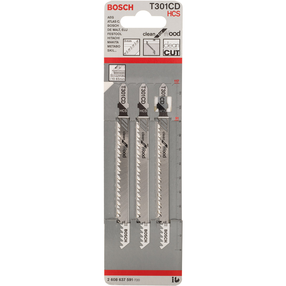 Bosch Stichsägeblatt T 301 CD Clean for Wood