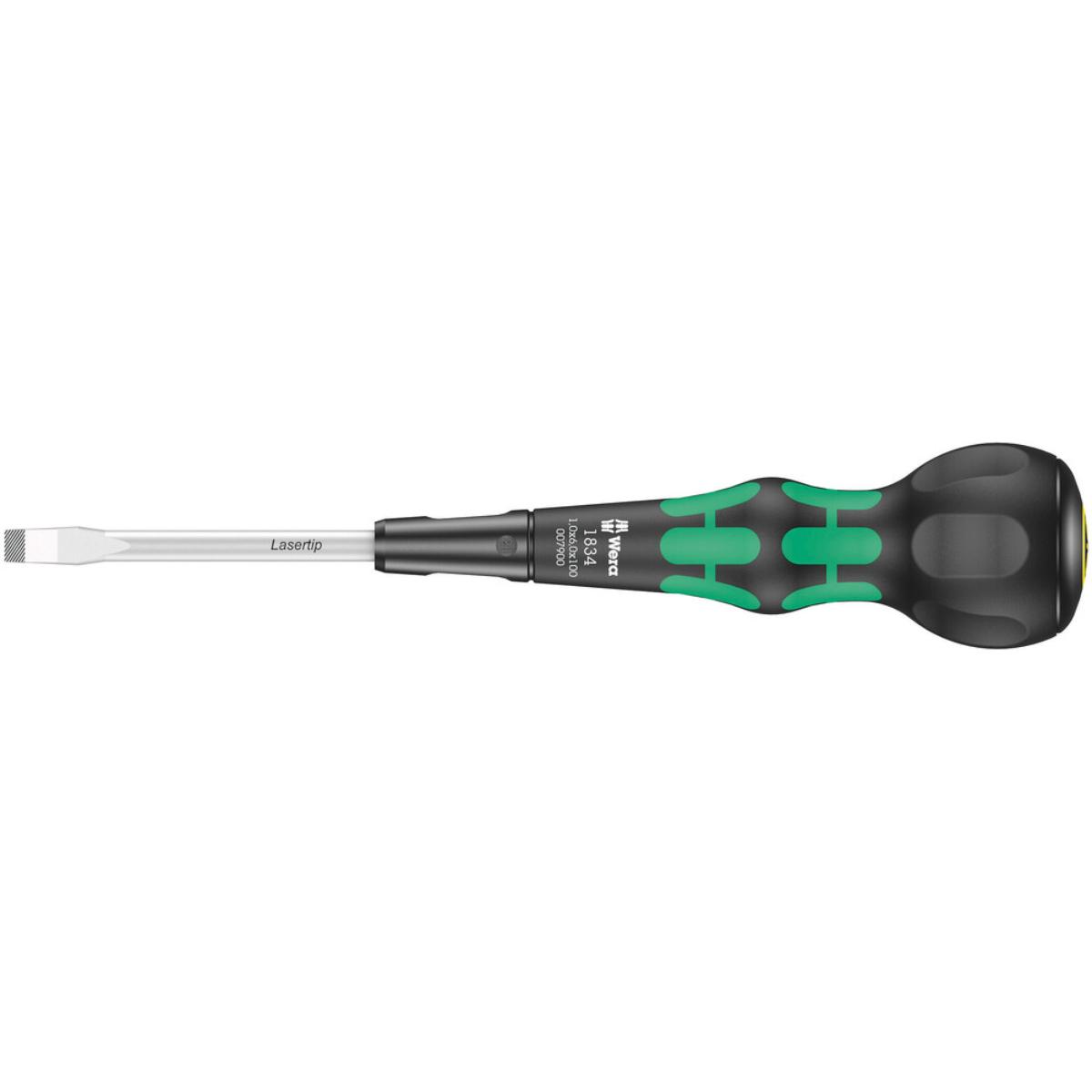 Wera 1834 Kraftform Ball-Grip Schlitz-Schraubendreher - Werkstattklinge, 1 x 6 x 100 mm