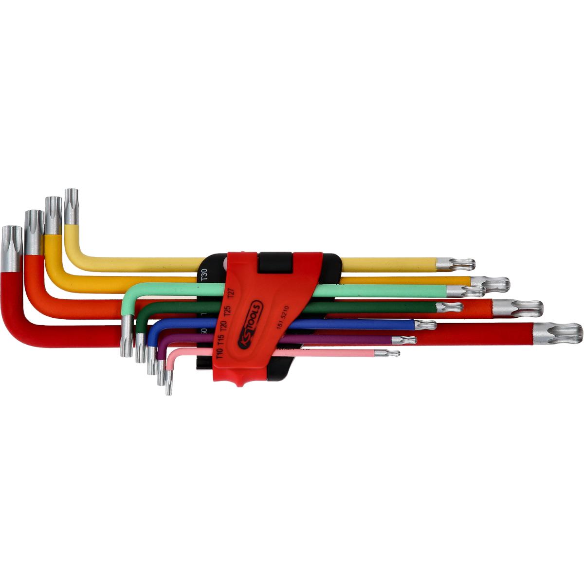 KS Tools Kugelkopf-Torx-Winkelstiftschlüssel-Satz, extra lang, 9-tlg