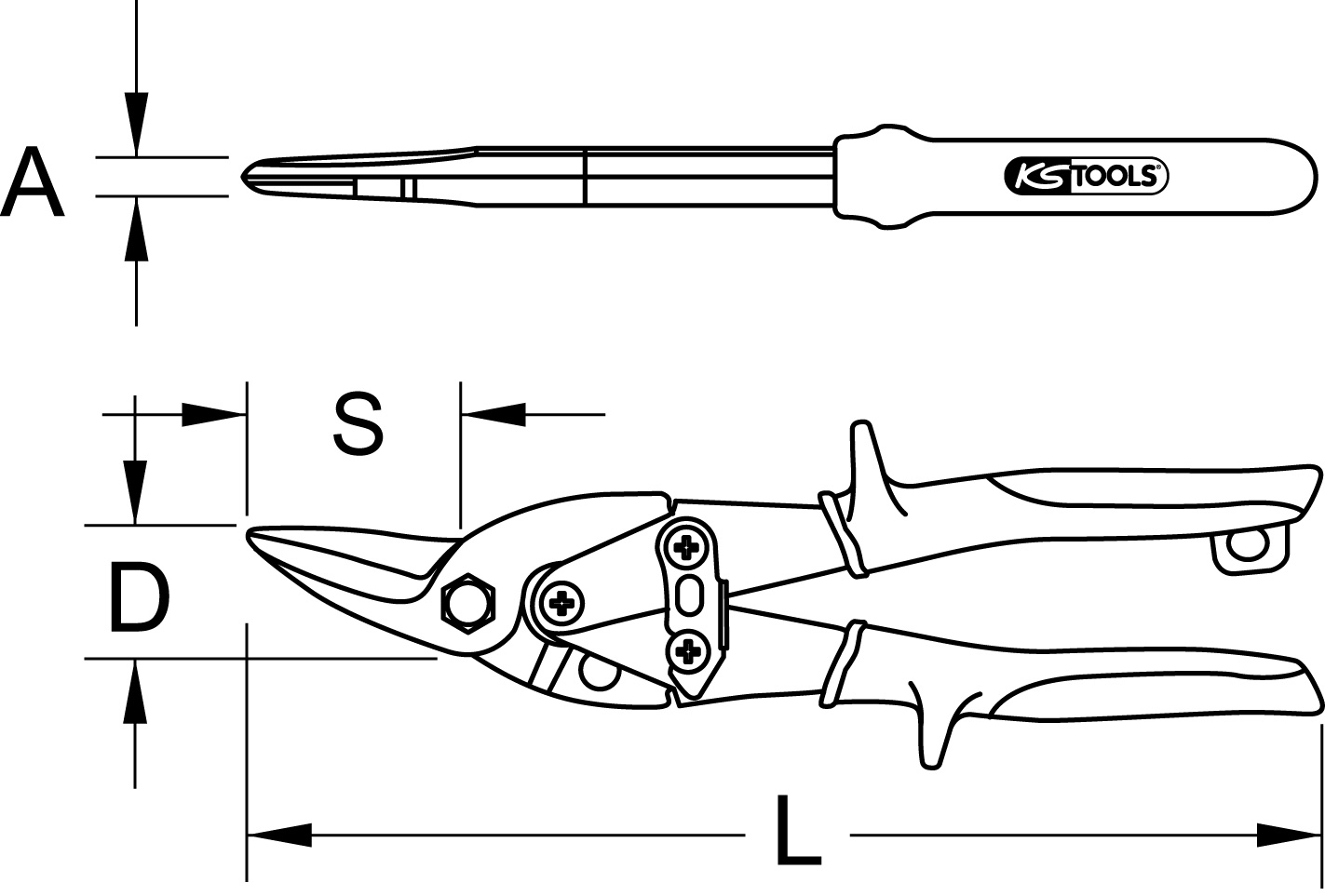 KS Tools Figuren-Durchlaufschere, linksschneidend
