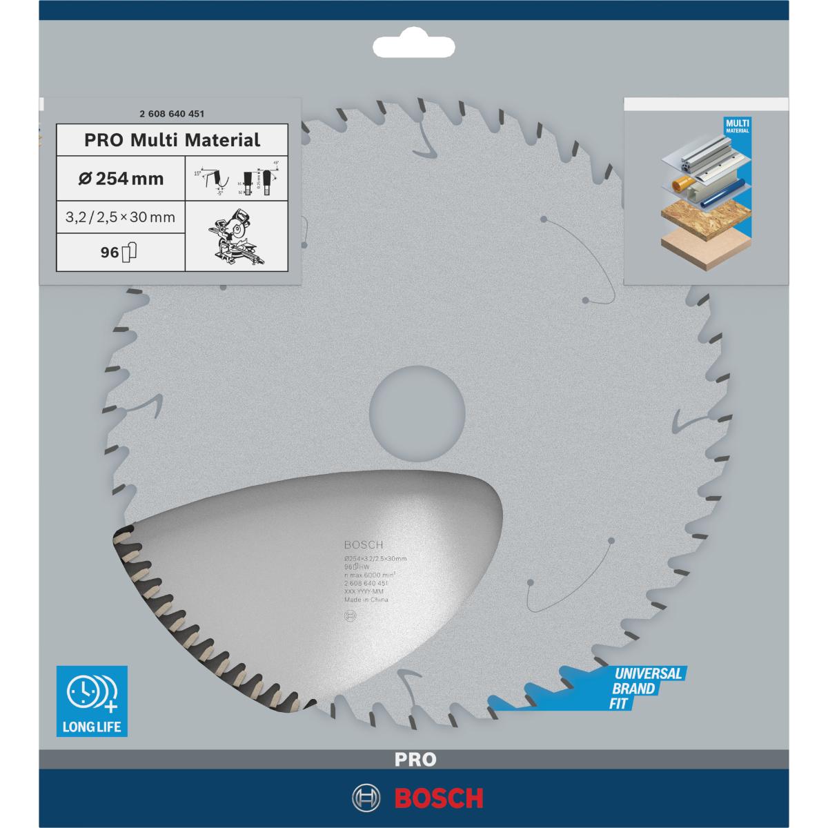 Bosch PRO Kreissägeblatt Multi Material für Kapp- und Gehrungssägen