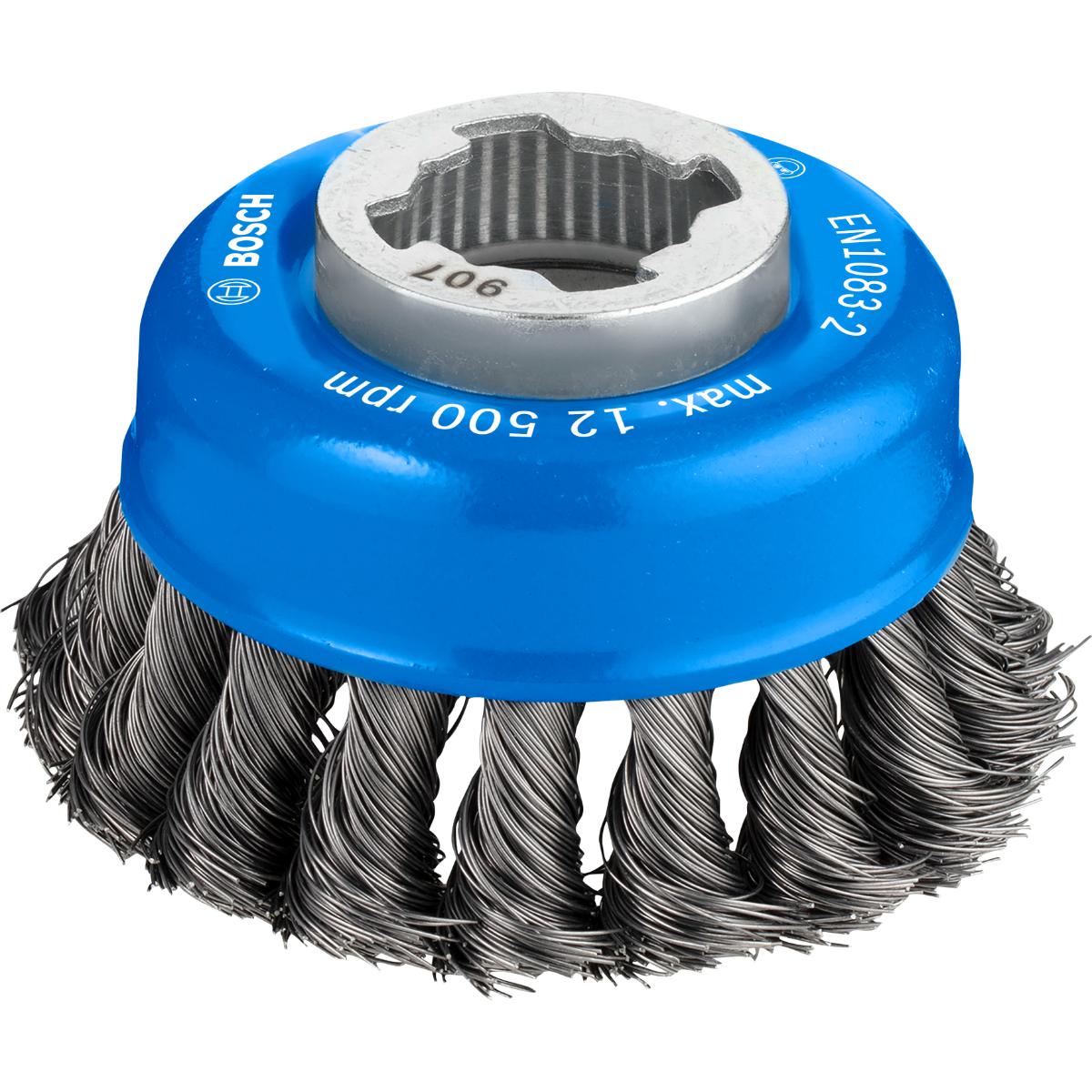 Bosch PRO Topfbürste X-LOCK Heavy for Metal, 75 mm, gezopfter Stahldraht