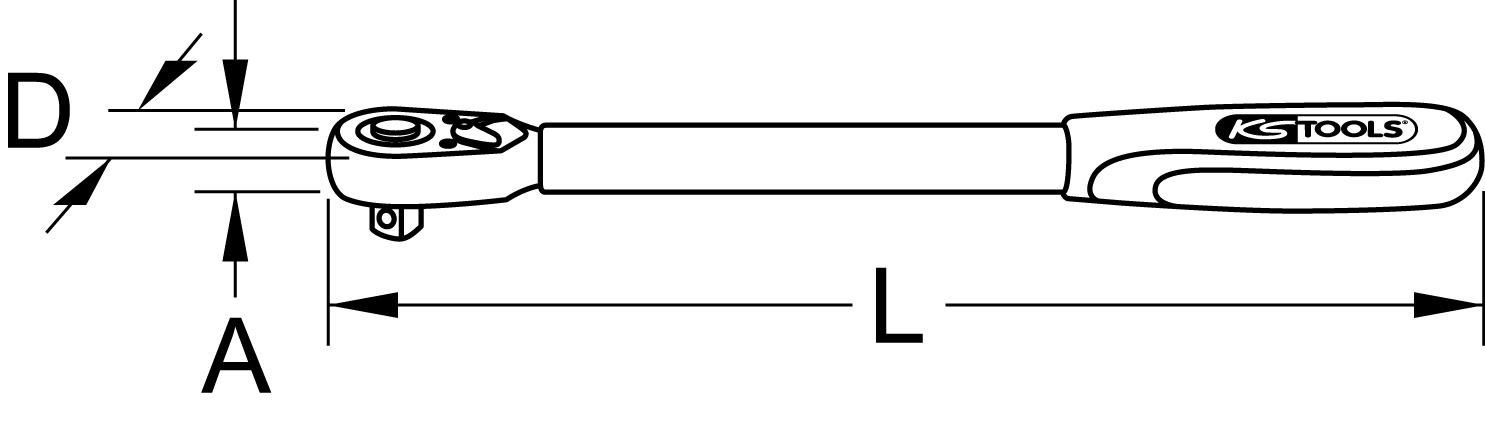 KS Tools 1/4" SlimPOWER Teleskop-Gelenk-Umschaltknarre, 72 Zahn
