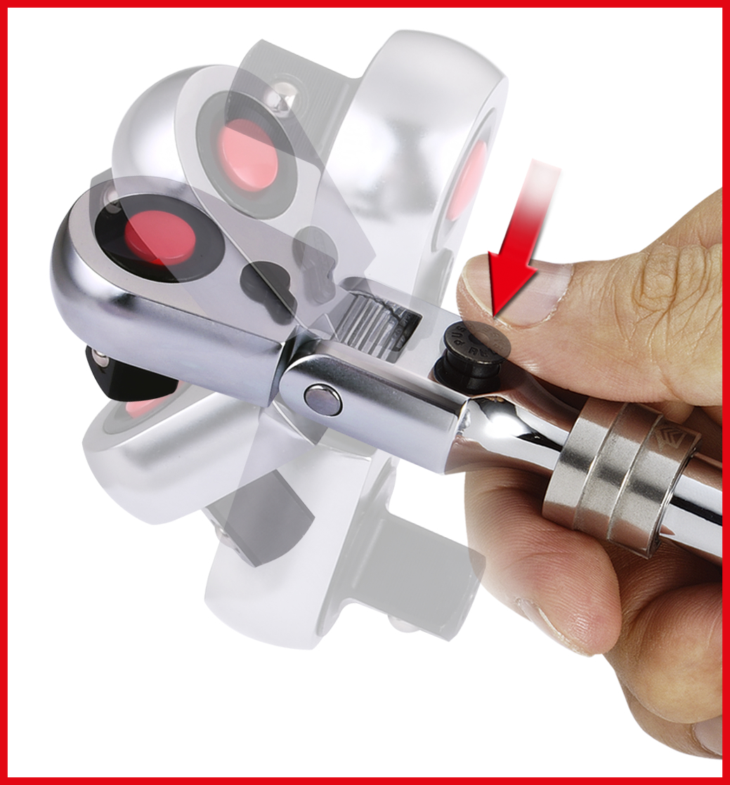 KS Tools 1/4" SlimPOWER Teleskop-Gelenk-Umschaltknarre, 72 Zahn