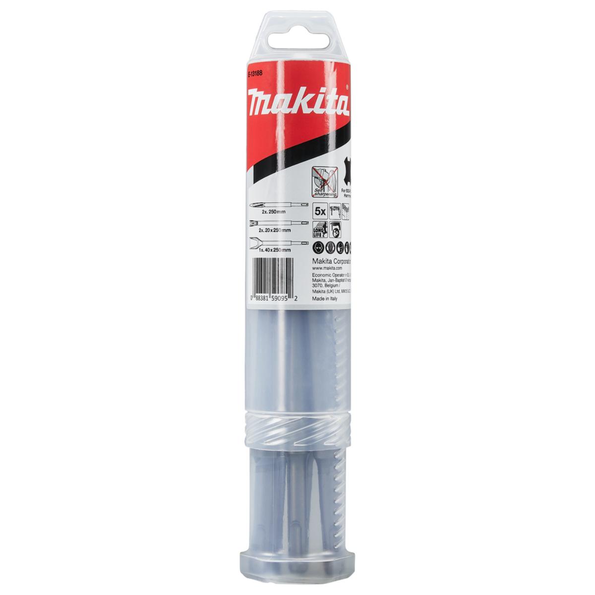 Makita SDS-PLUS Meißel-Sortiment 5 Stück - Longlife - SDS-PLUS - E-13188