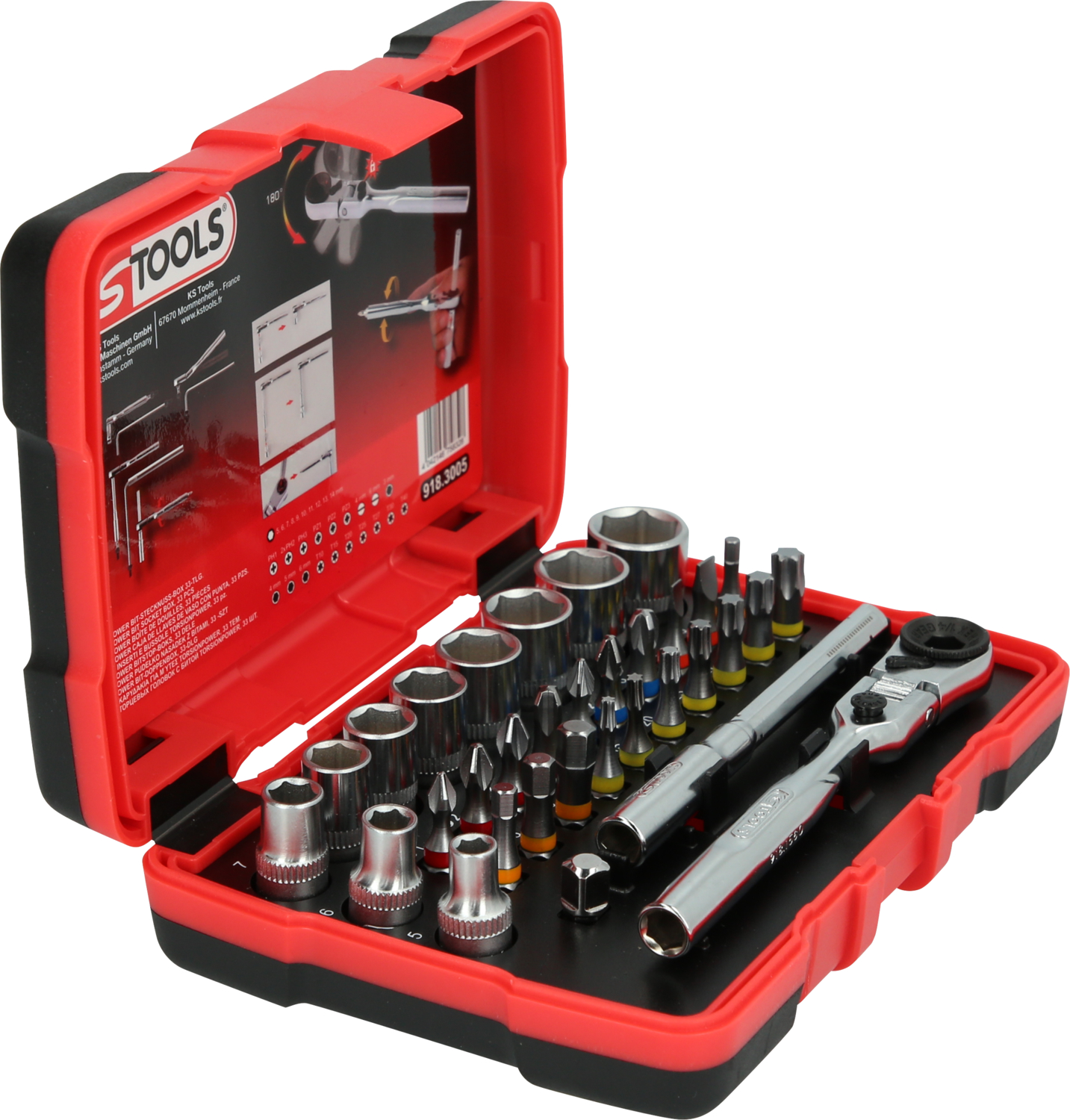 KS Tools 1/4" TORSIONpower Bit-Stecknuss-Box, 33-tlg