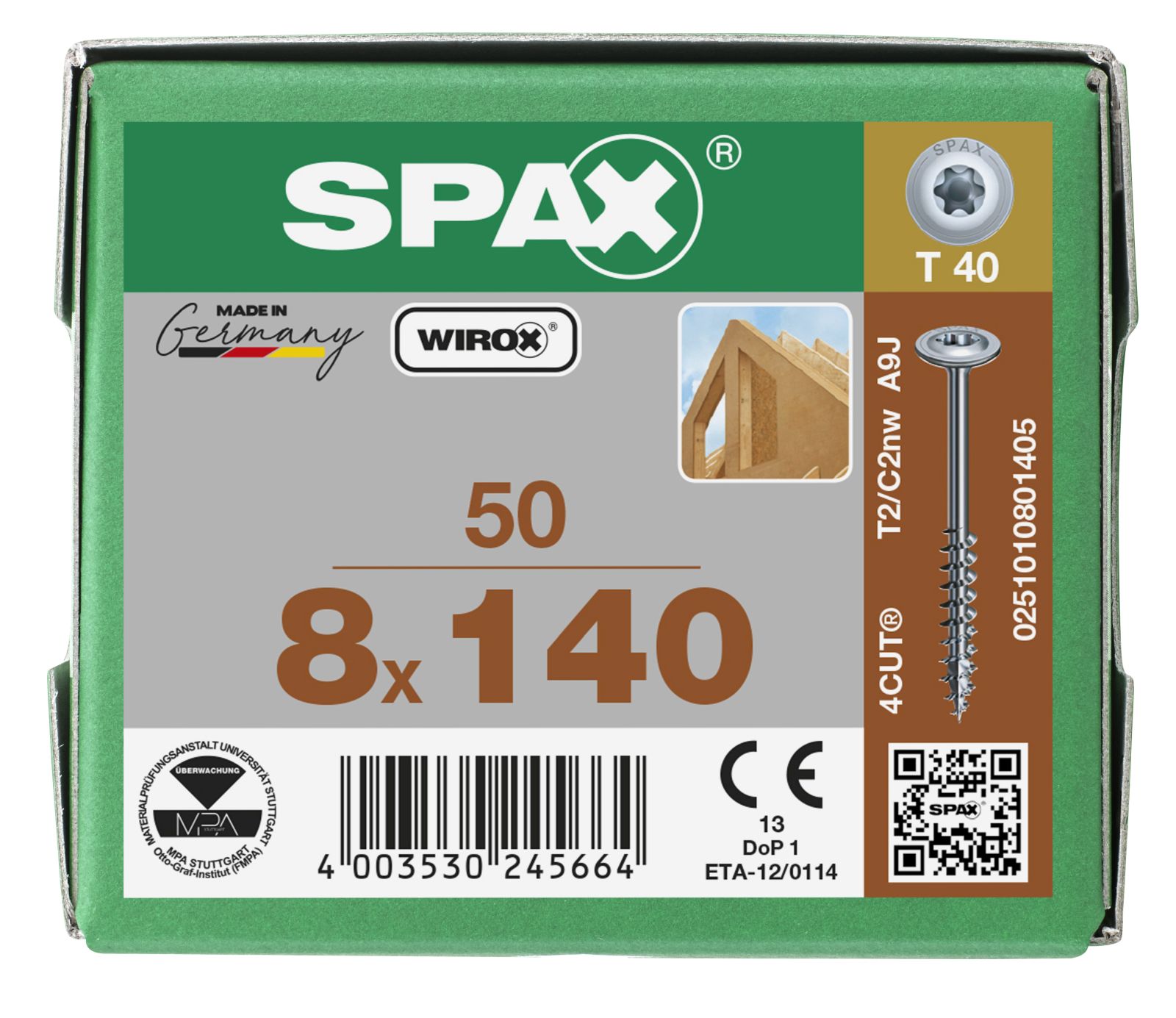 SPAX Tellerkopf T-Star Plus T40 Teilgewinde WIROX, 50 Stück
