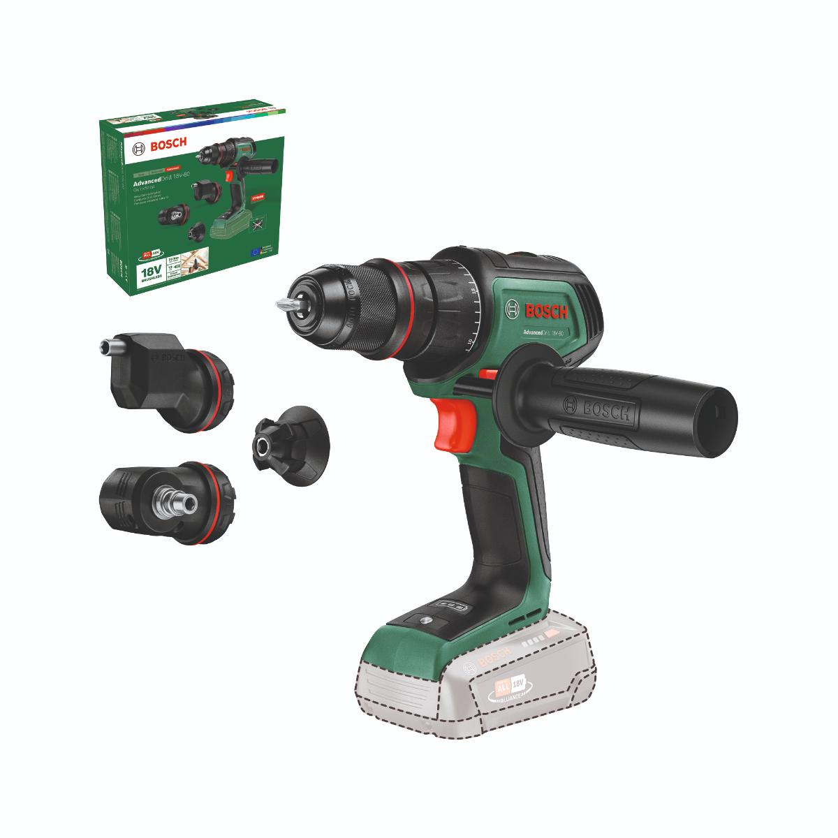 Bosch Akku-Bohrschrauber AdvancedDrill 18V-80 QuickSnap + 3 Aufsätze