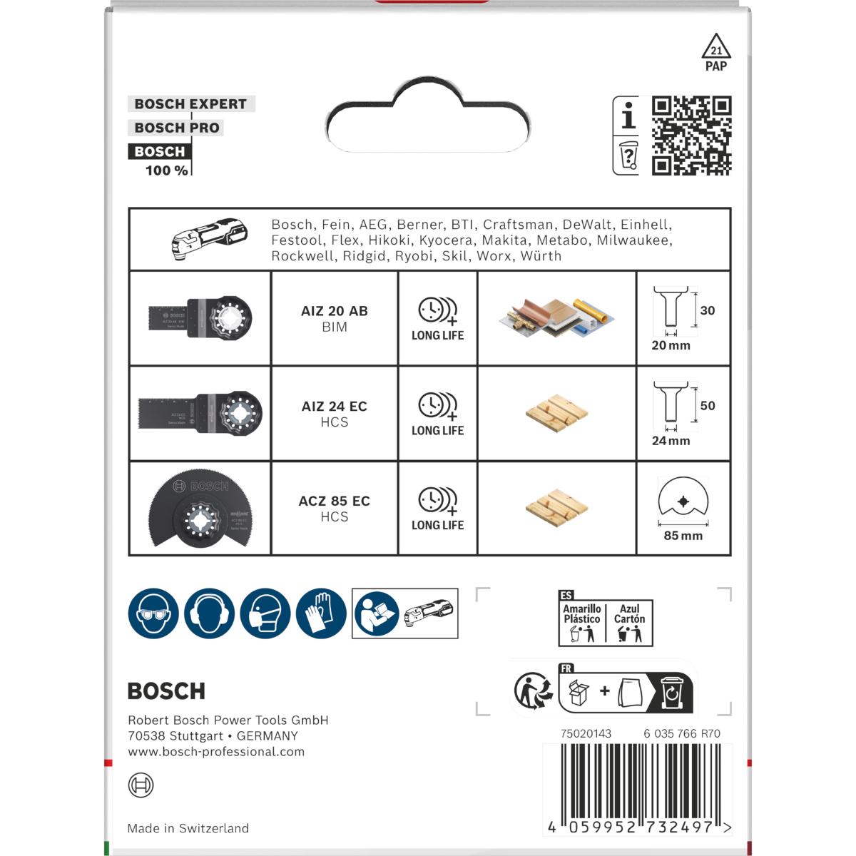 Bosch OMT Holz und WeichmetallH Blattset TU3 , 3-teiliges Set