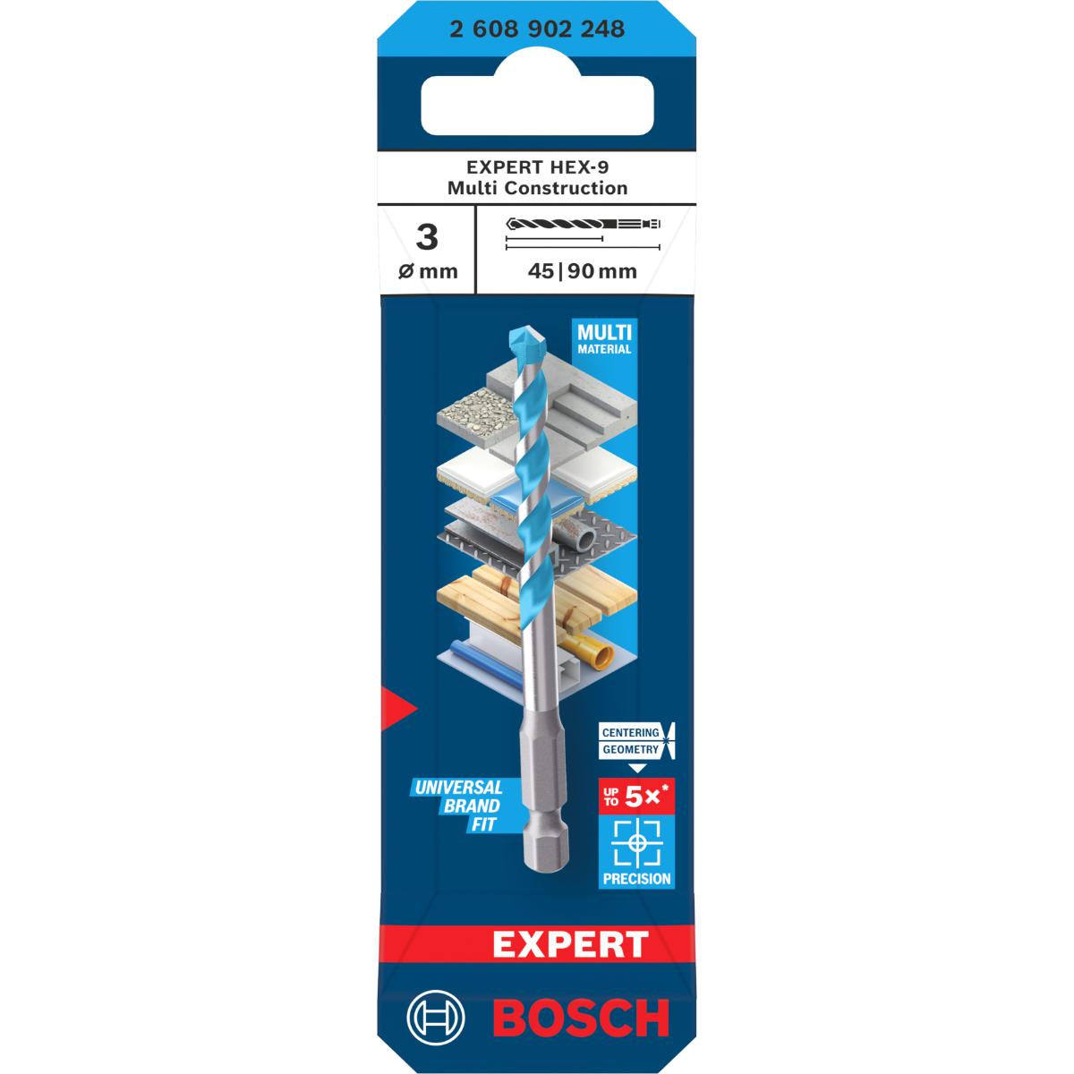 Bosch EXPERT HEX-9 Multi Construction Bohrer, 3 x 45 x 90 mm
