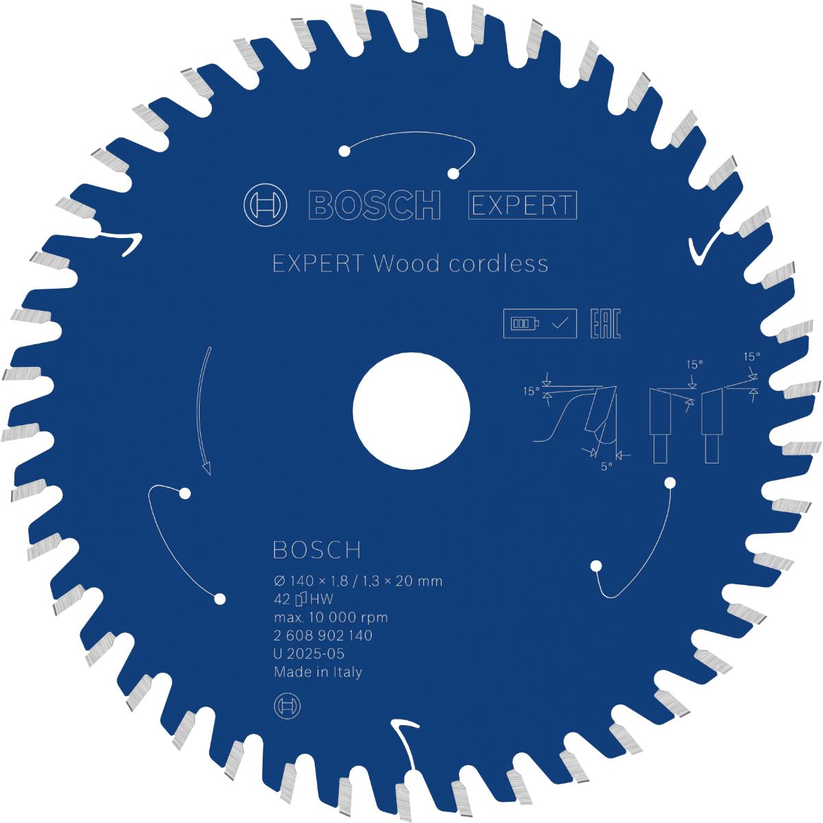 Bosch EXPERT Wood Kreissägeblatt, 140x1,8x20 mm, Z42 mit Reduzierring