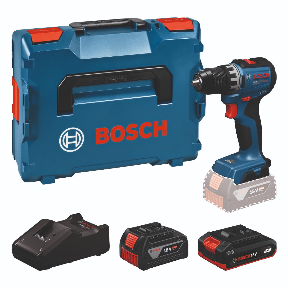 Bosch Akku-Bohrschrauber GSR18V-52, 1 x GBA 18V 4.0Ah, 1 x GBA 18V 2.0Ah in L-BOXX