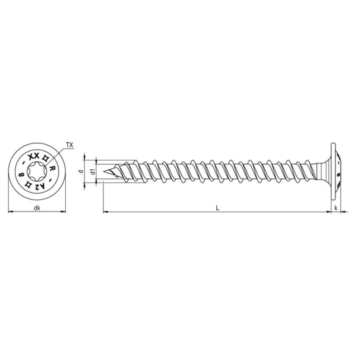 Reisser HBS Tellerkopf, Holzbauschraube, Tellerkopf, 8,0, Vollgewinde, TX 40, Edelstahl A2, gebeizt,