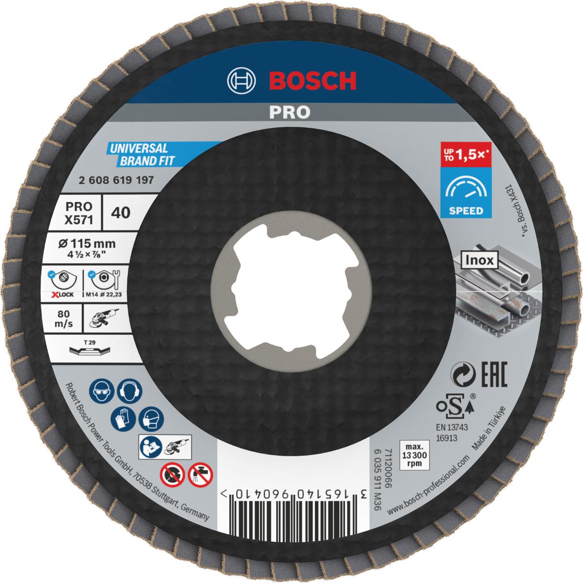 Bosch PRO Fächerschleifscheibe X571 Best for Metal, gewinkelt, Fiber