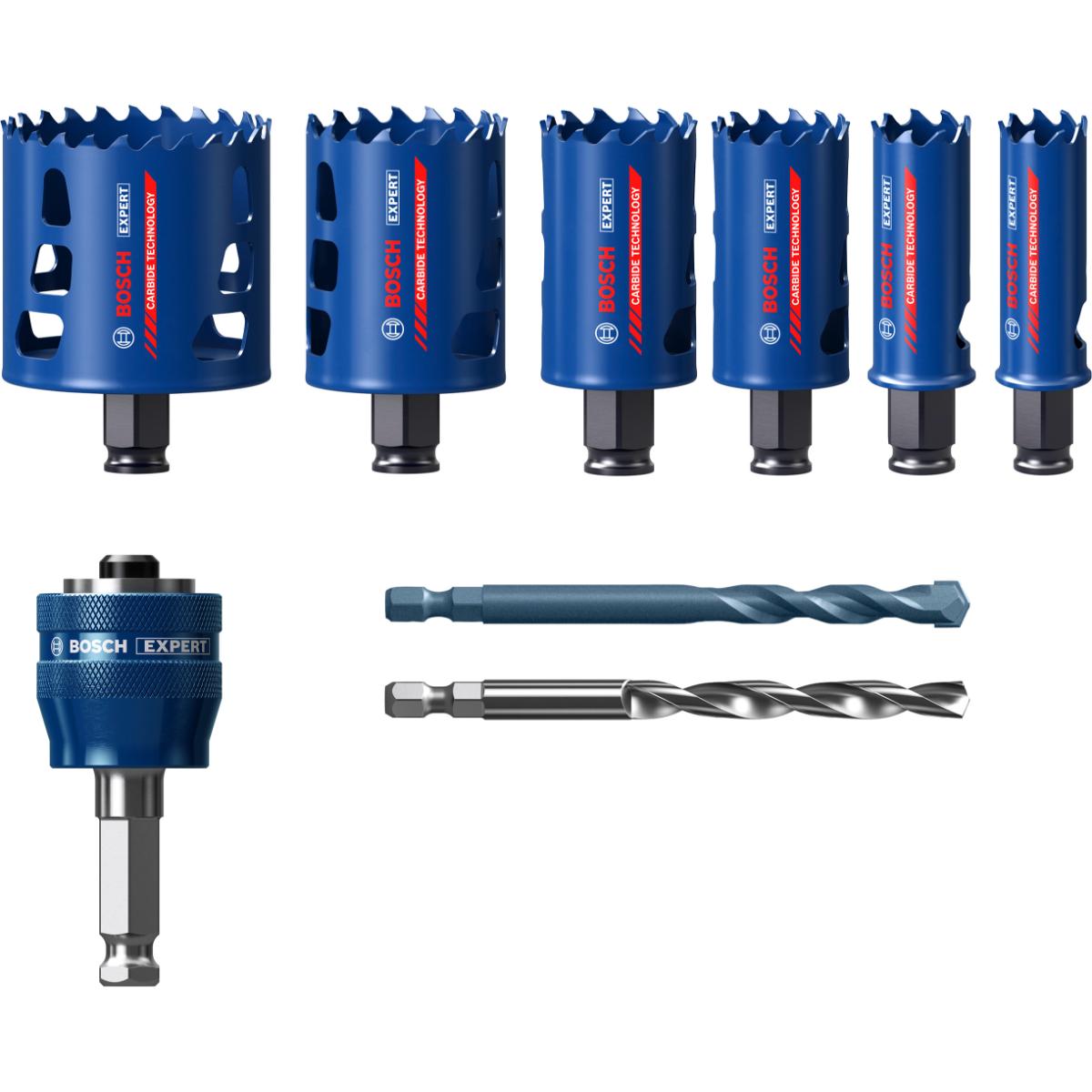 Bosch EXPERT Multi Material Power Change Plus-Lochsäge, 22/25/35/40/51/68x60 mm,9-teiliges Set