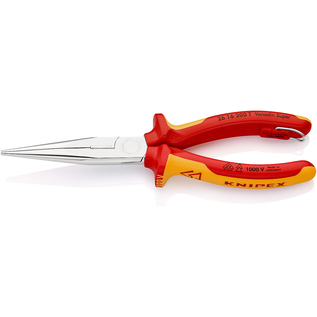 KNIPEX Flachrundzange mit Schneide/Befestigungsöse verchromt