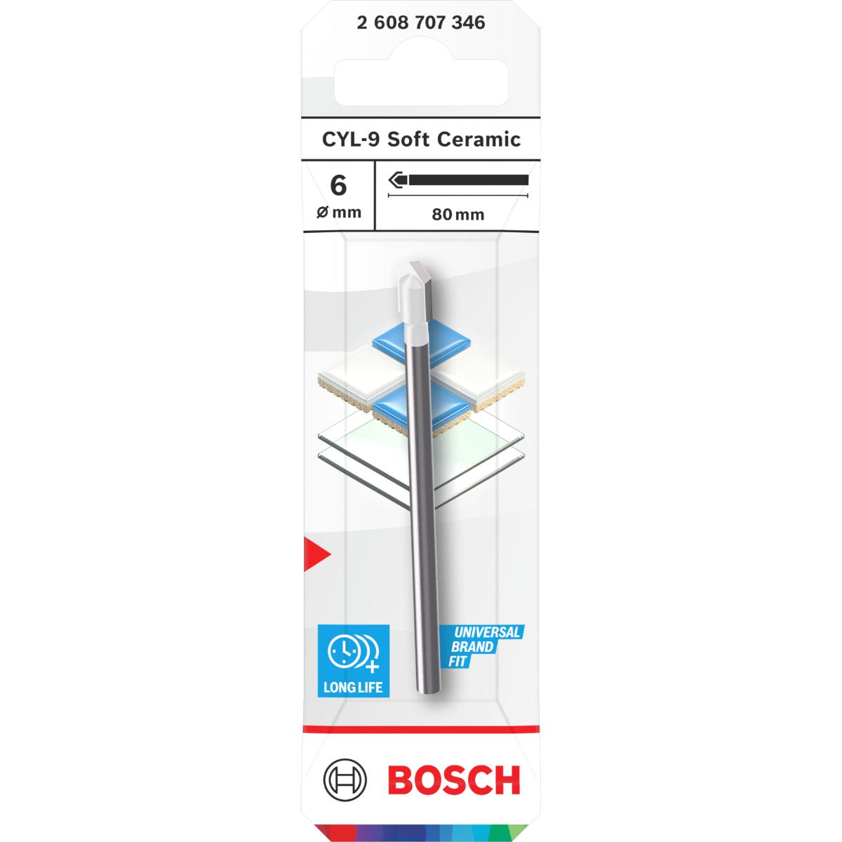 Bosch CYL-9 Soft Ceramic Bohrer, 6 x 80 mm