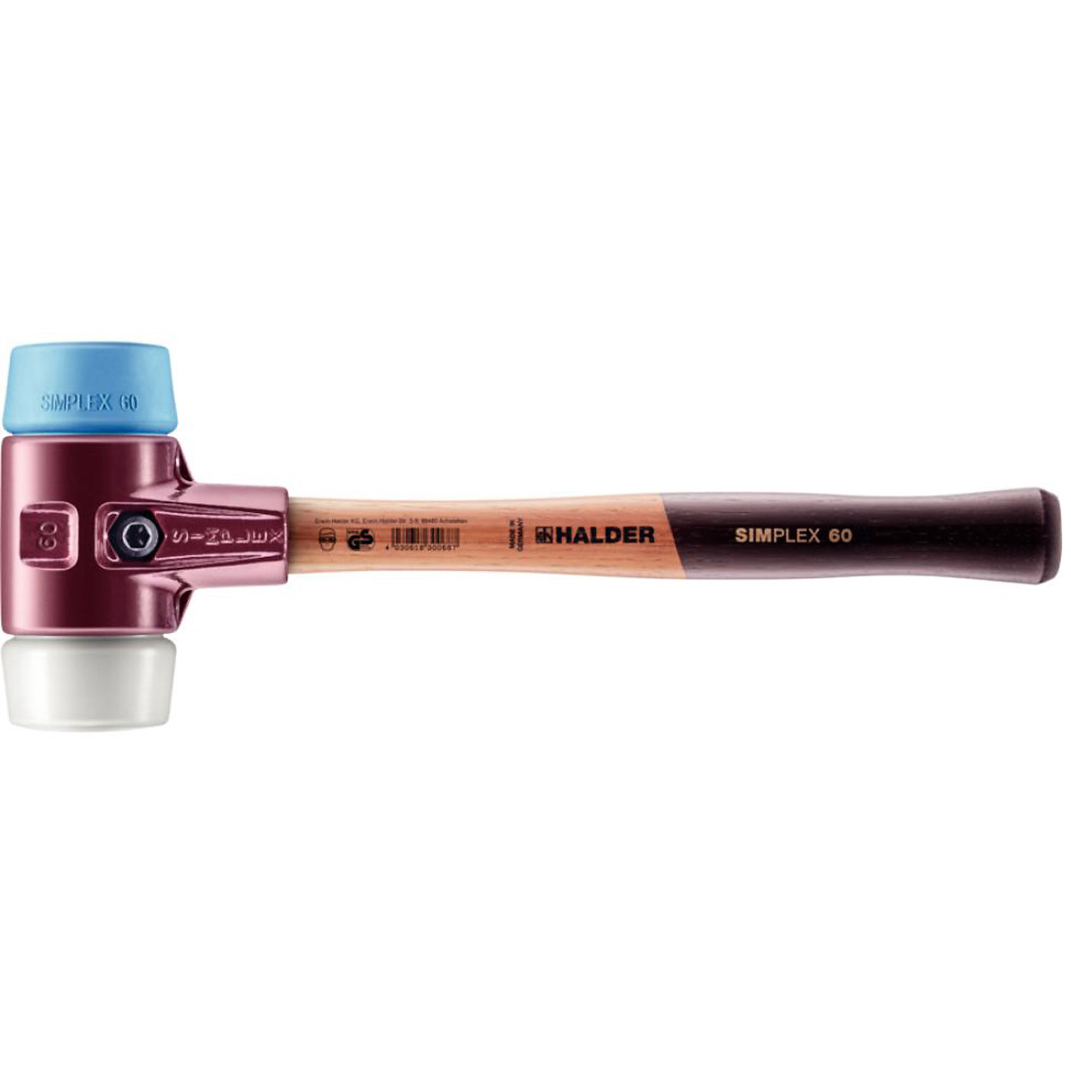HALDER SIMPLEX - Schonhammer mit TE-Gehäuse und Holzstiel, Superplastik / TPE-soft