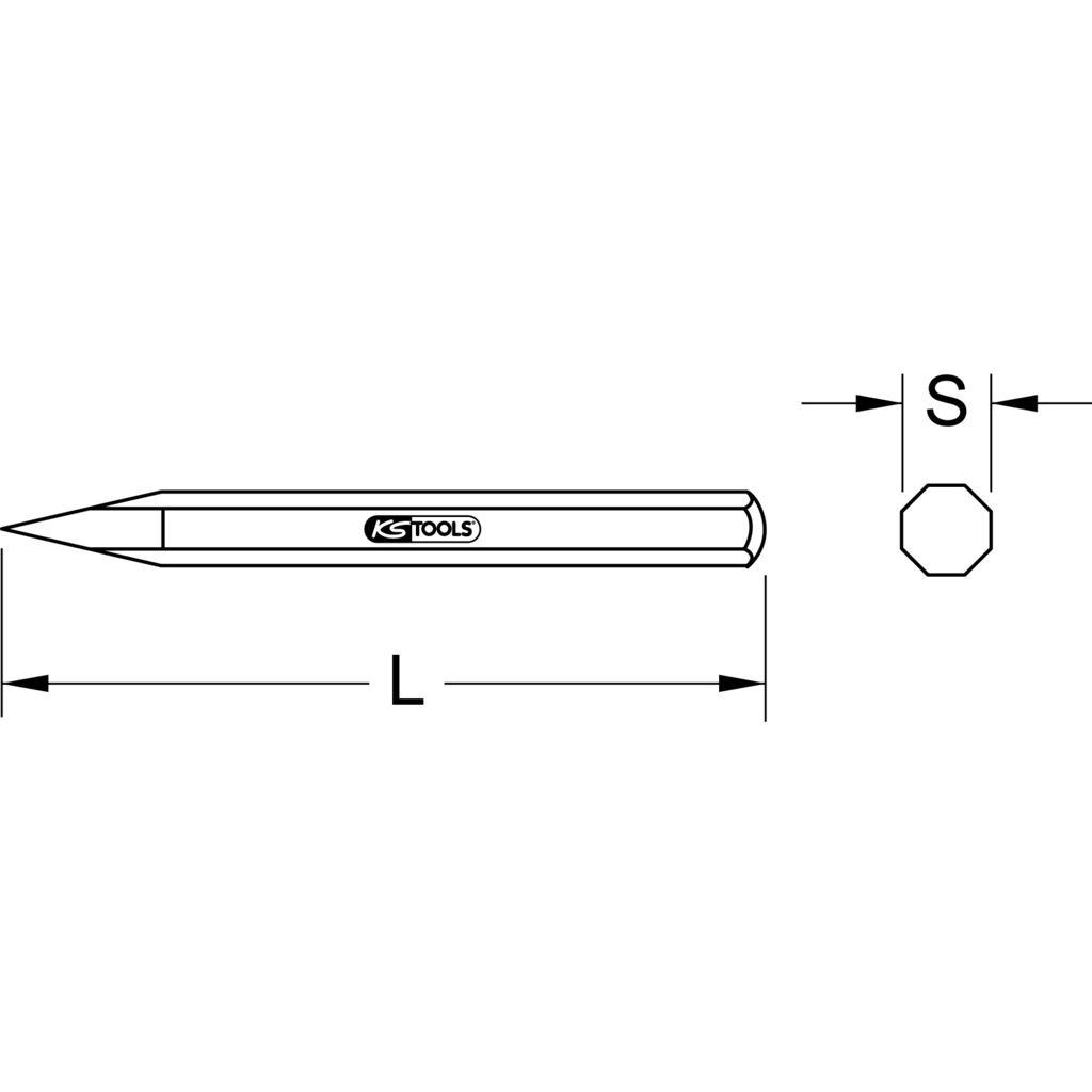 KS Tools Spitzmeißel, 8-kant