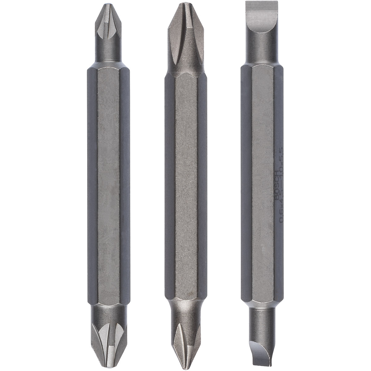 Bosch Doppelklingenbit-Set, 3-teilig, PH1, PZ1, S 0,6x4,5, PH2, PZ2, S 1,0x5,5, 60 mm