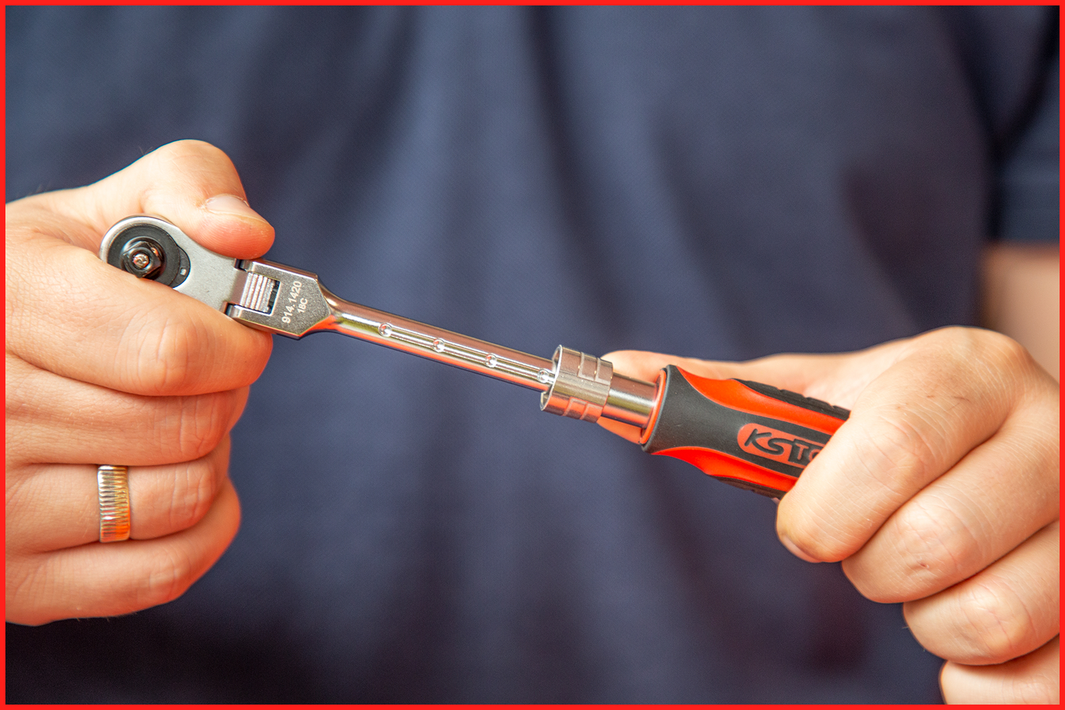 KS Tools 1/4" SlimPOWER Teleskop-Gelenk-Umschaltknarre, 72 Zahn