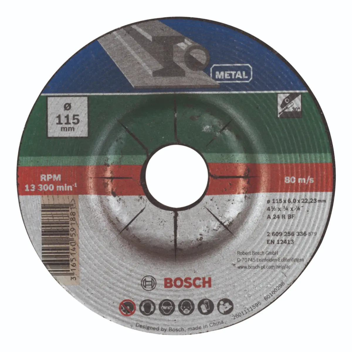 Bosch Schruppscheibe gekröpft, Metall D= 115 mm