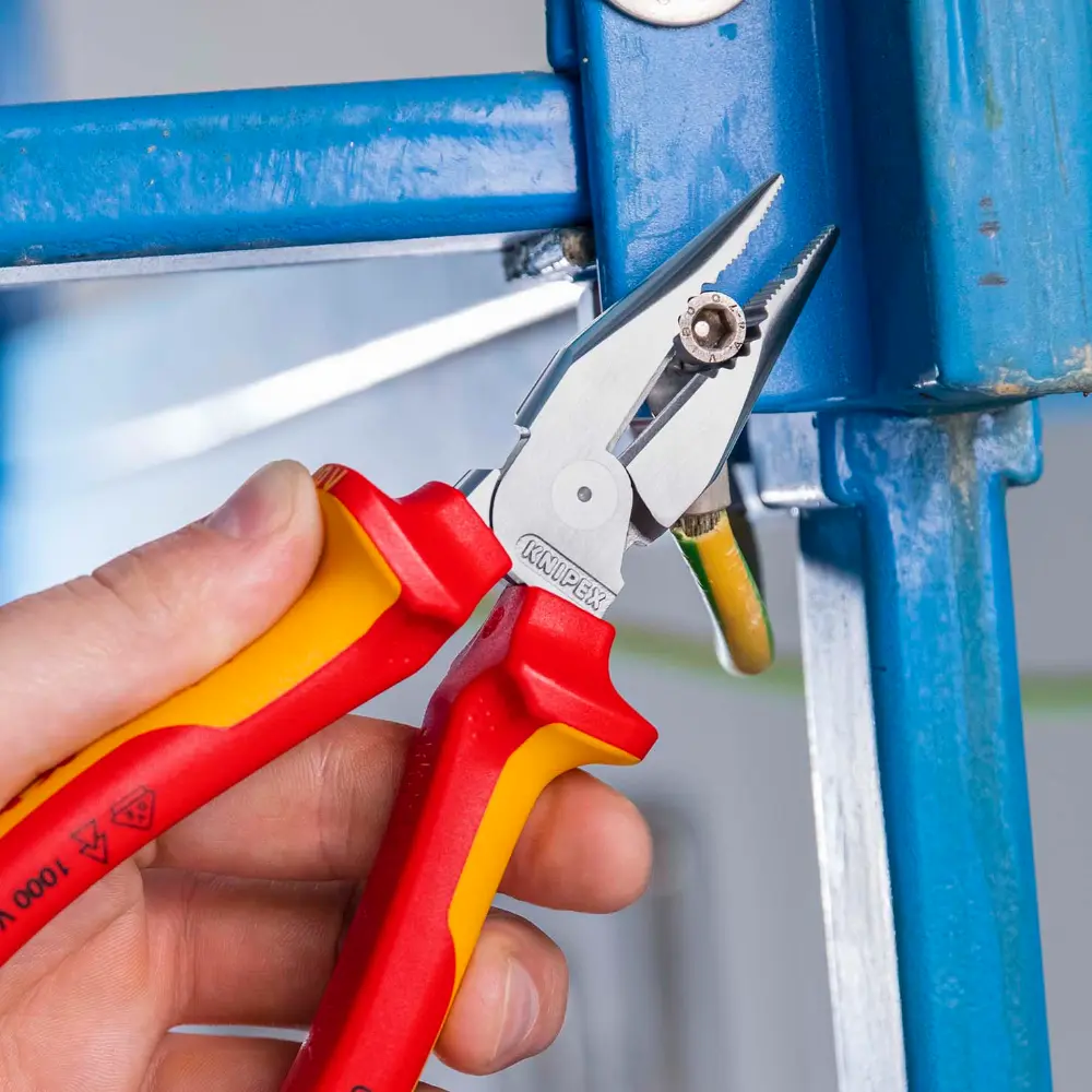 KNIPEX Spitz-Kombizange isoliert mit Mehrkomponenten-Hüllen, VDE-geprüft verchromt 185 mm