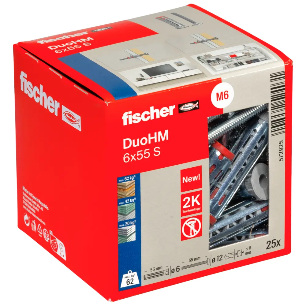 Fischer Hohlraumdübel DuoHM 6x55 S PH TX mit Panhead-Schraube, TX-Antrieb