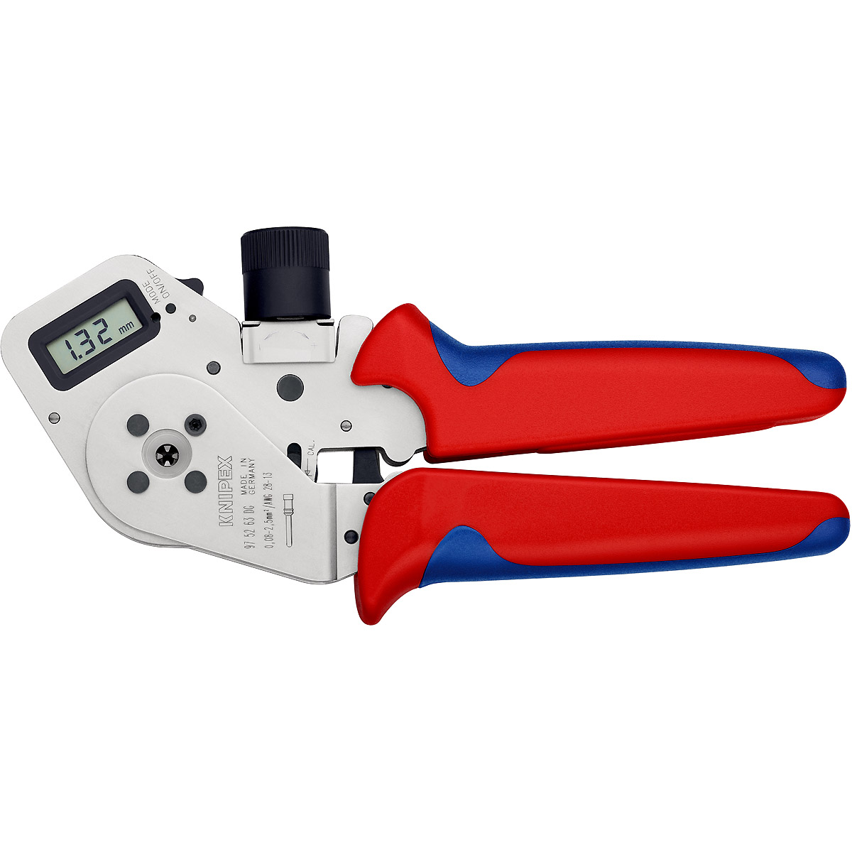 KNIPEX Vierdornpresszange für gedrehte Kontakte 195 mm verchromt mit Mehrkomponenten-Hüllen