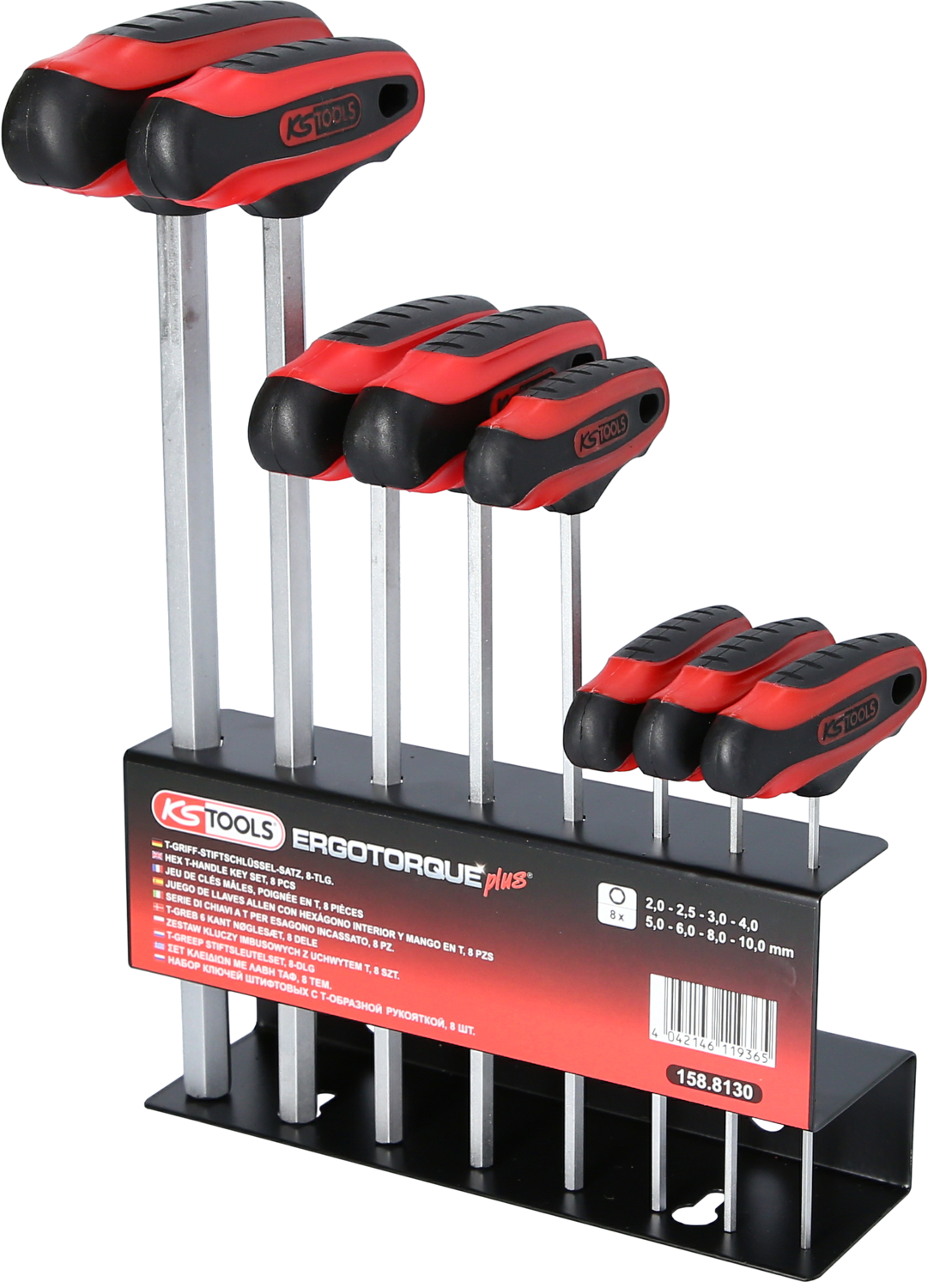 KS Tools T-Griff-Innensechskant-Schlüssel-Satz, 8-tlg