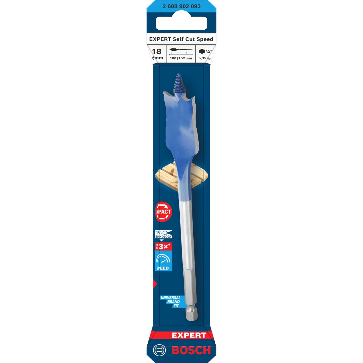 Bosch EXPERT Self Cut Speed Flachfräsbohrer, 18 x 152 mm