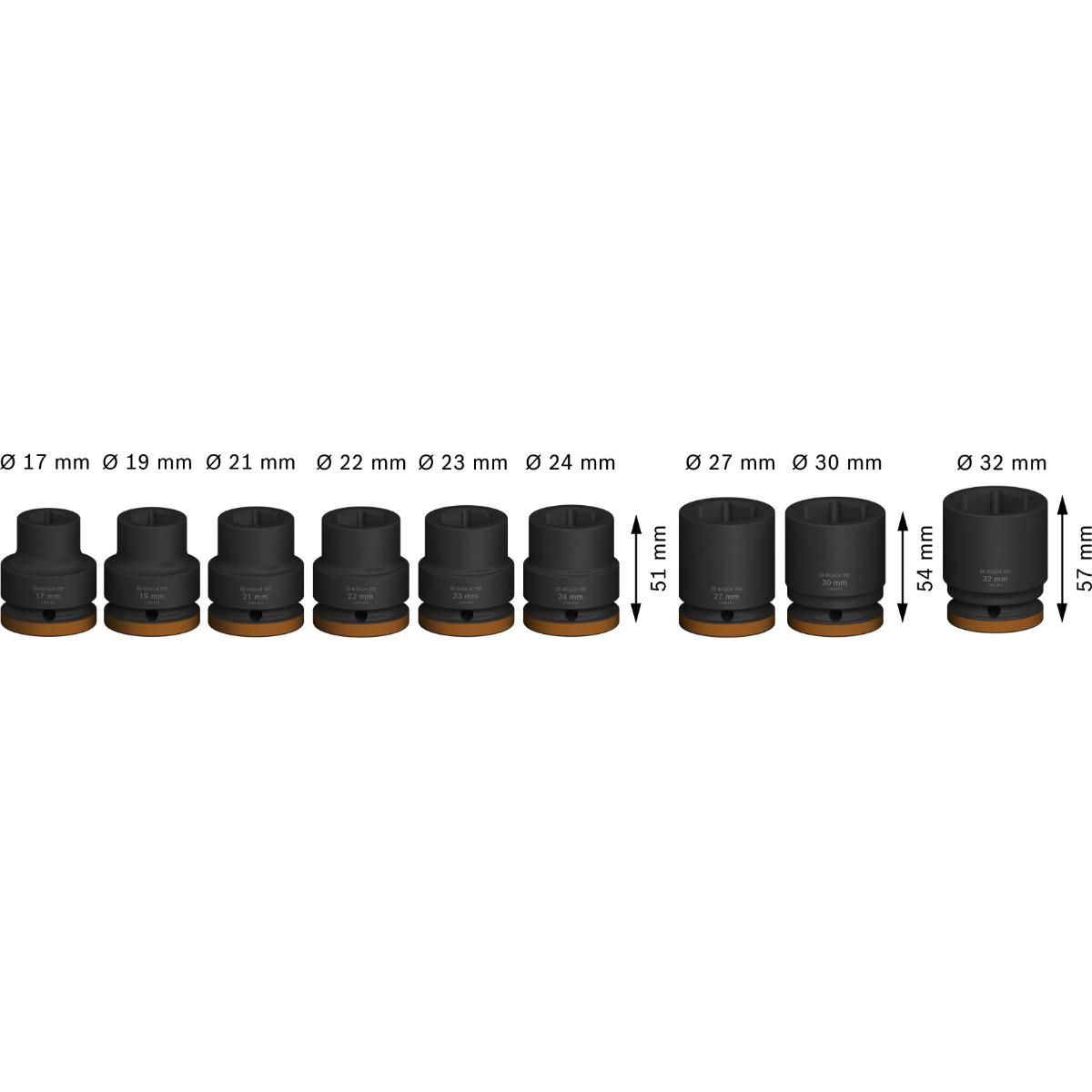 Bosch PRO Impact Socket Set, 3/4", Standard, 9 teiliges Set