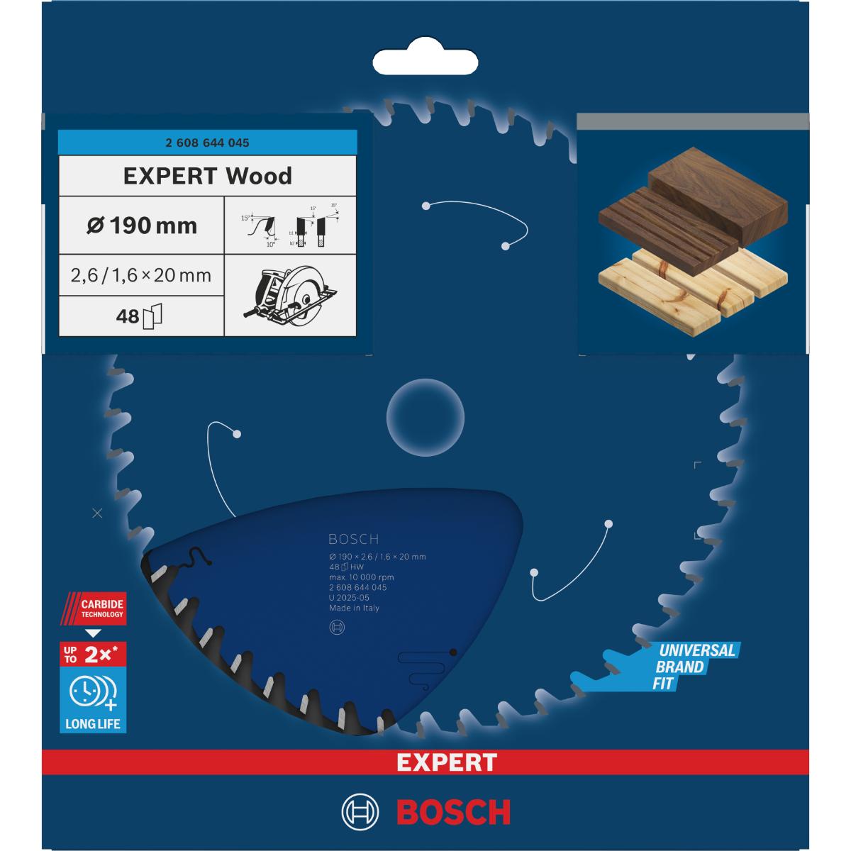 Bosch Kreissägeblatt Expert for Wood ø 190 mm, Bohrung 20 mm