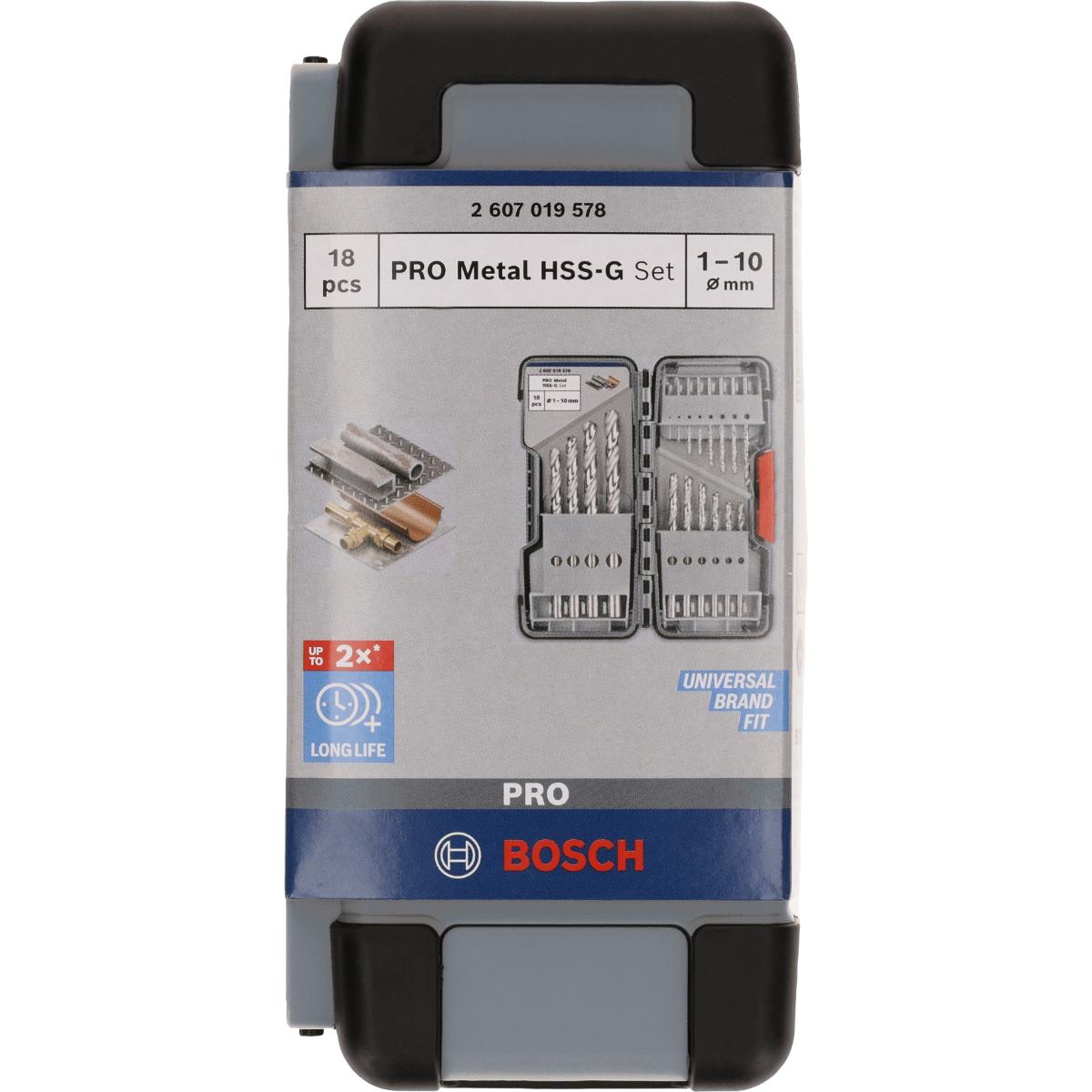 Bosch PRO Metallbohrer-Set HSS-G, Toughbox, 18-teilig, DIN 338, 135°