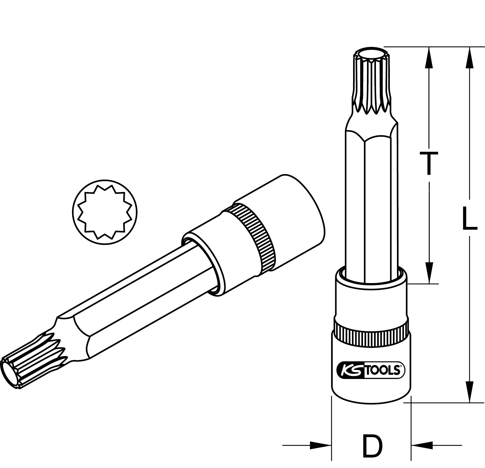 KS Tools 1/2" Bit-Stecknuss