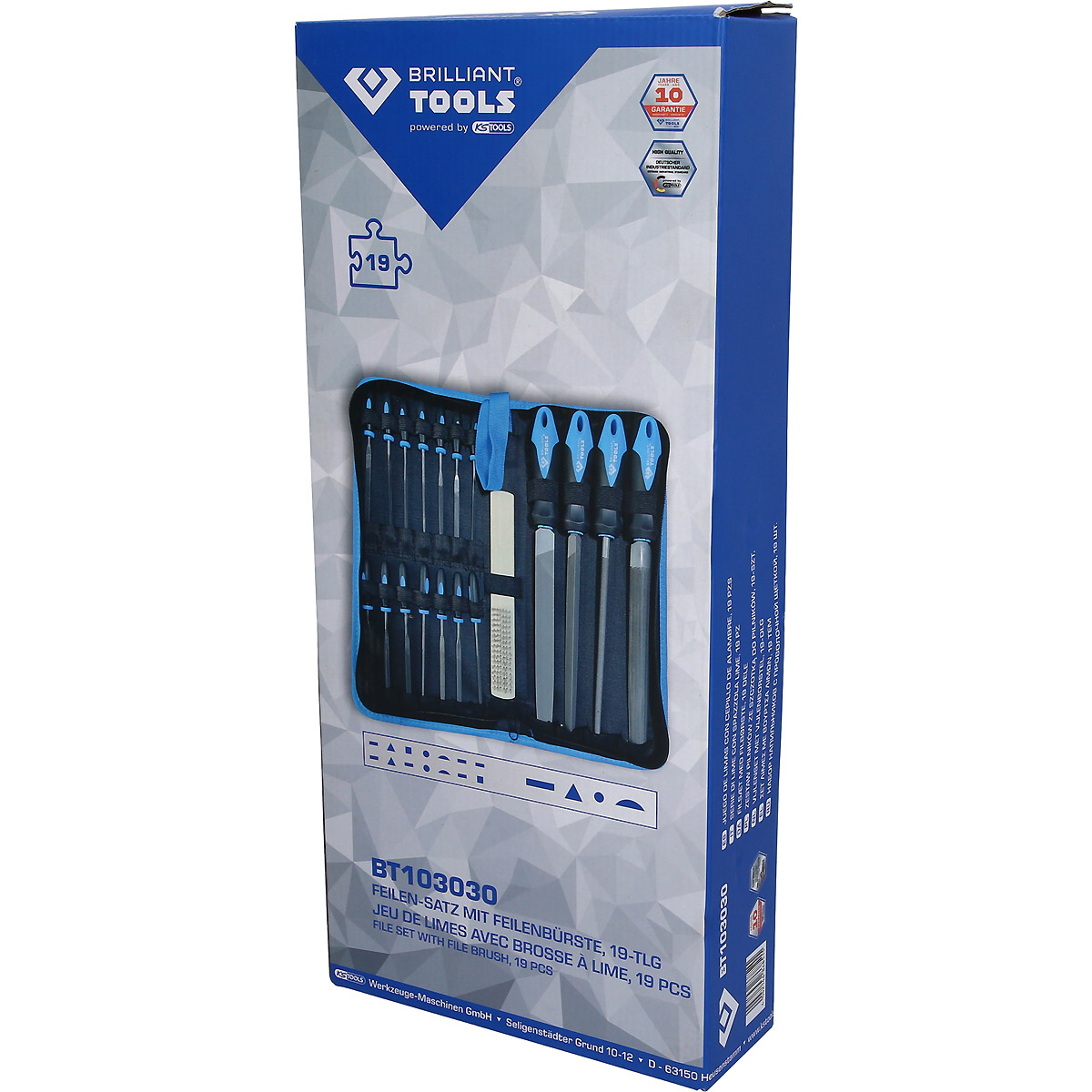 Brilliant Tools Feilen-Satz mit Feilenbürste, 19-tlg