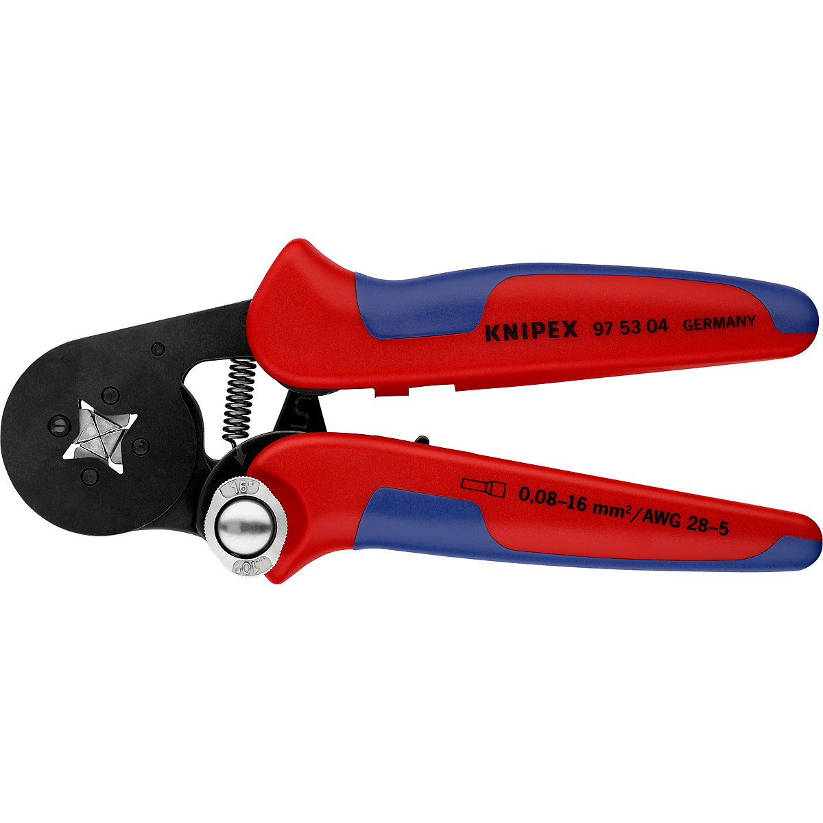 KNIPEX Selbsteinstellende Crimpzange für Aderendhülsen Vierkant-Crimp brüniert