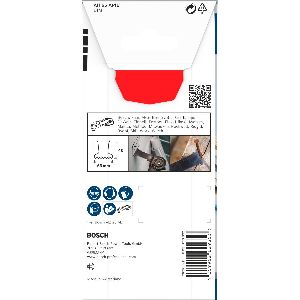 Bosch PRO AII 65 APIB Blatt für Multifunktionswerkzeuge,65 x 40 mm