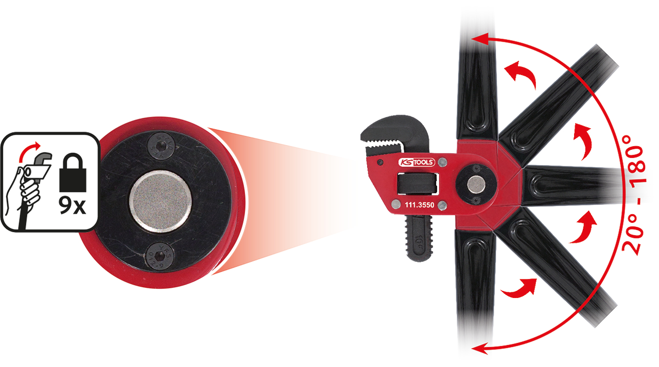 KS Tools Einhand-Rohrzange 1.1/2" mit verstellbarem Kopf