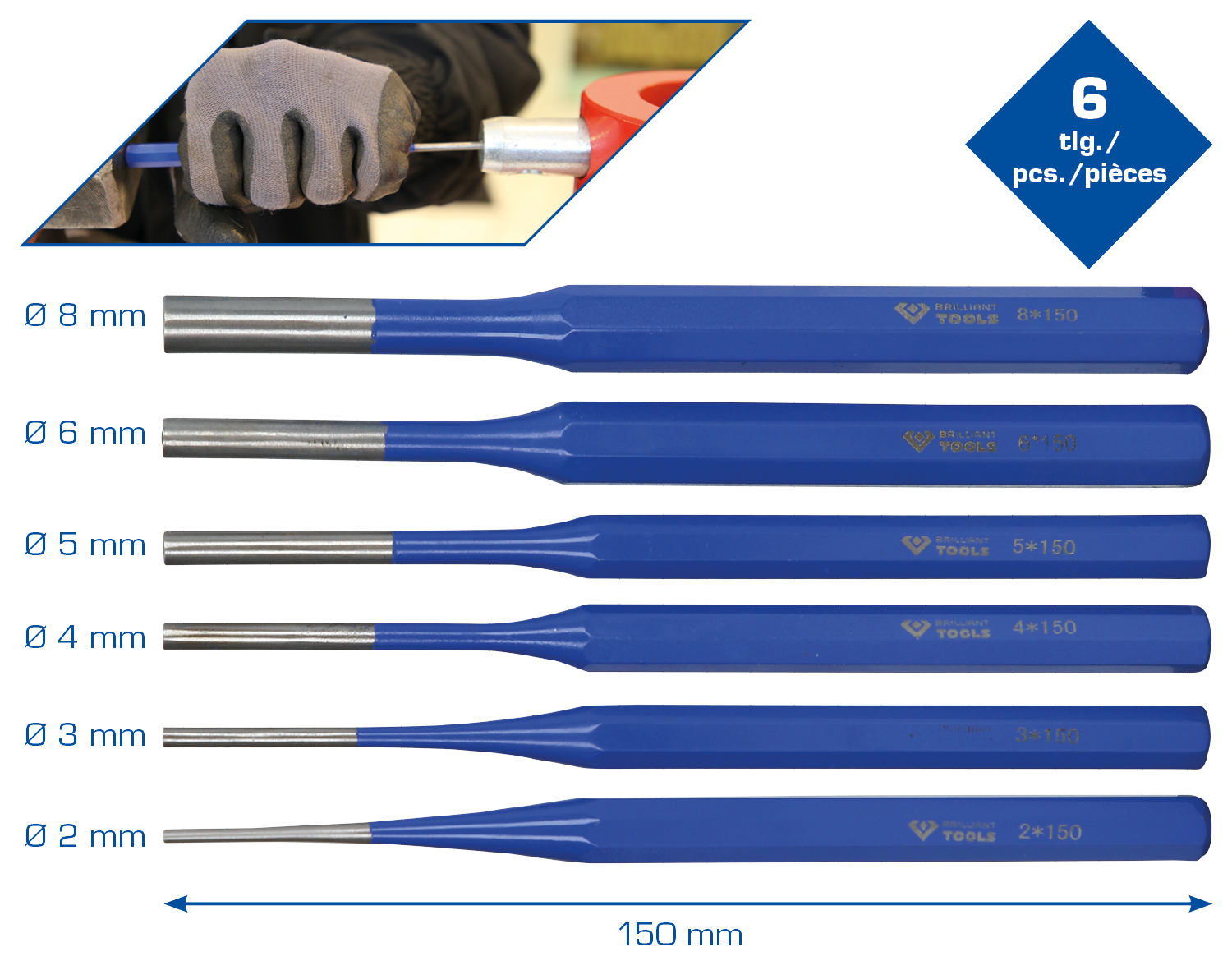 Brilliant Tools Splintentreiber-Satz, 6-tlg - BT085006